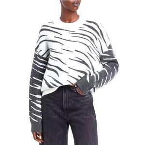 EUC Rails Lana Tiger Stripe Crewneck Sweater In Black/Ivory - Medium